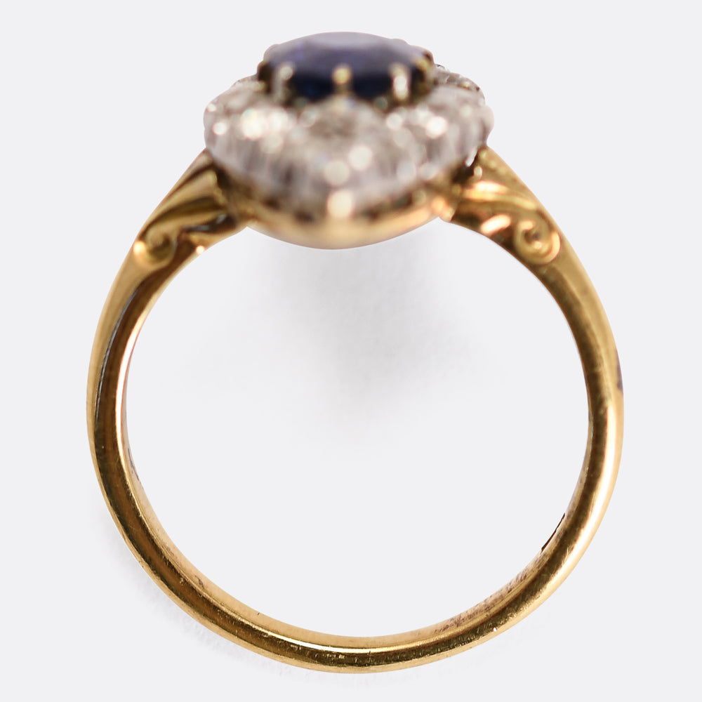 Victorian Sapphire & Diamond Navette Cluster Ring