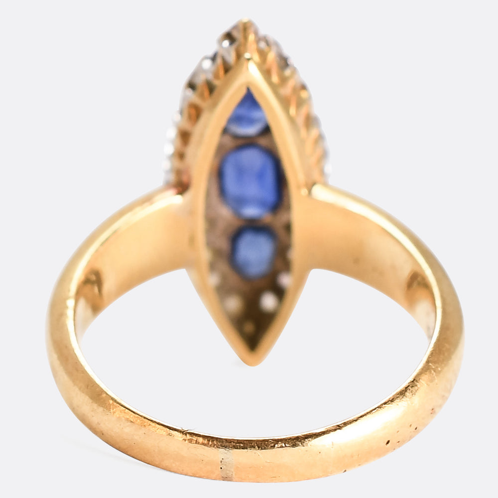 Victorian Sapphire & Diamond Navette Cluster Ring