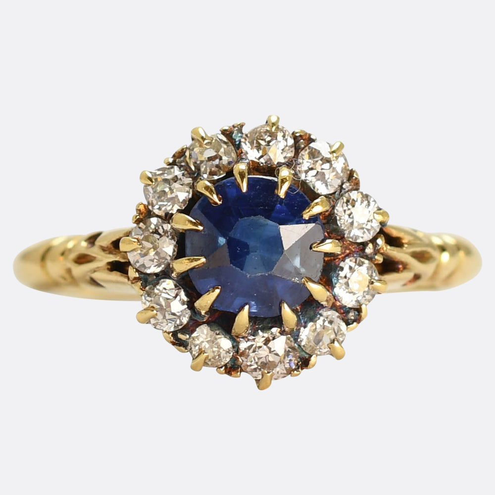 Victorian Sapphire & Diamond Round Cluster Ring