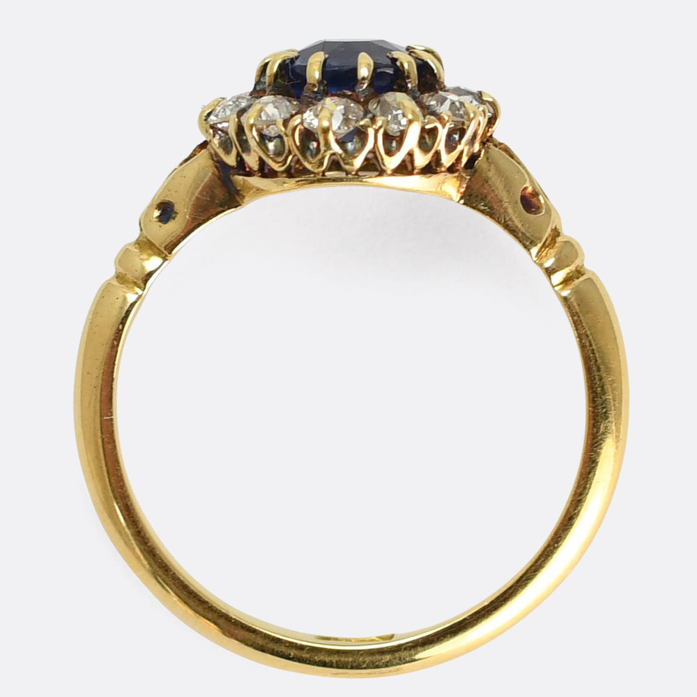 Victorian Sapphire & Diamond Round Cluster Ring