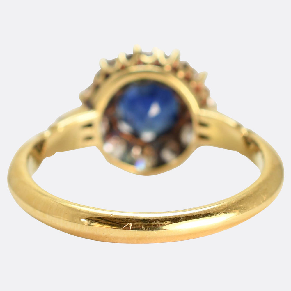 Victorian Sapphire & Diamond Round Cluster Ring