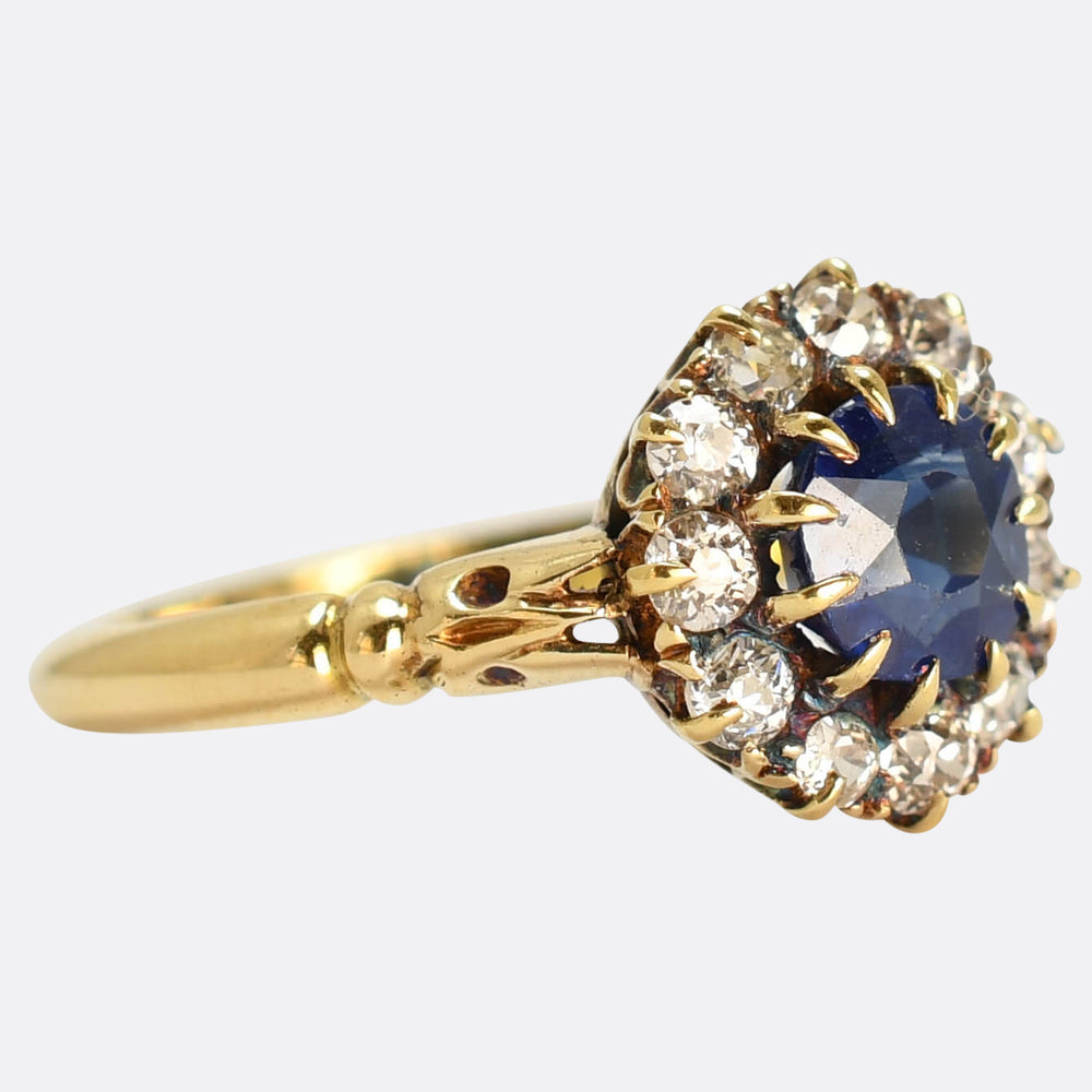 Victorian Sapphire & Diamond Round Cluster Ring
