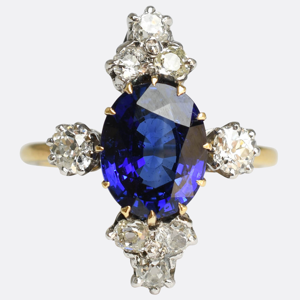 Victorian Sapphire & Diamond Satellite Cluster Ring