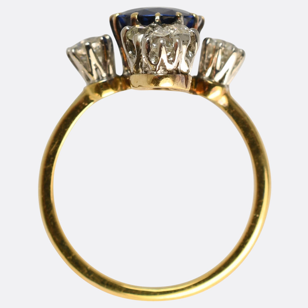 Victorian Sapphire & Diamond Satellite Cluster Ring