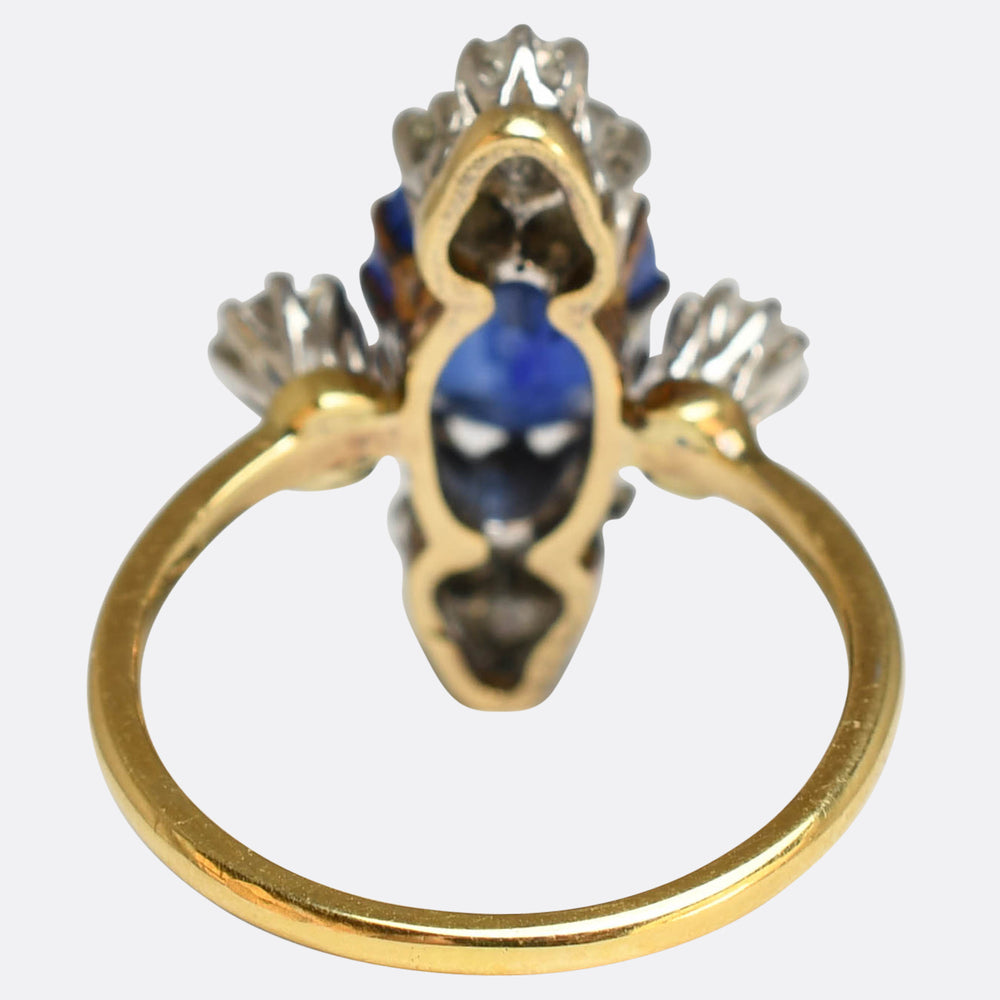 Victorian Sapphire & Diamond Satellite Cluster Ring