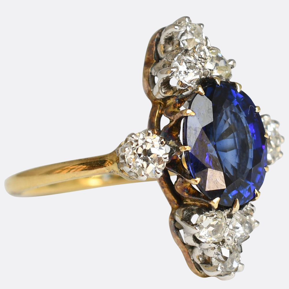 Victorian Sapphire & Diamond Satellite Cluster Ring