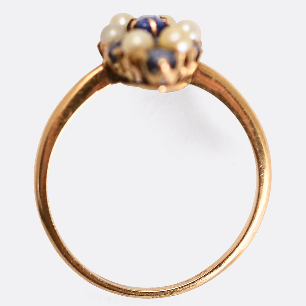 Victorian Sapphire & Pearl Navette Ring