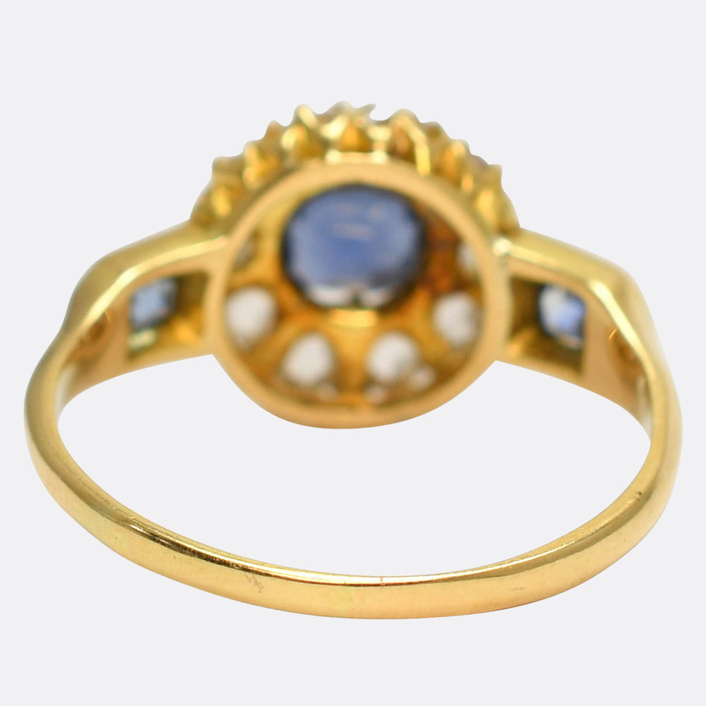 Victorian Sapphire & Rose Cut Diamond Cluster Ring