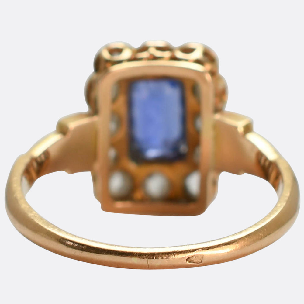 Victorian Sapphire & Rose Cut Diamond Cluster Ring