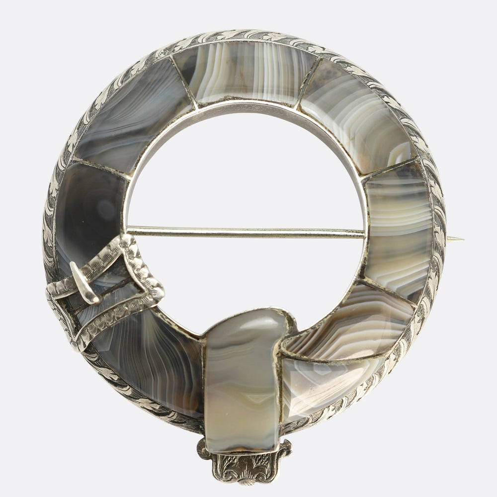 Victorian Scottish Agate Buckle Brooch