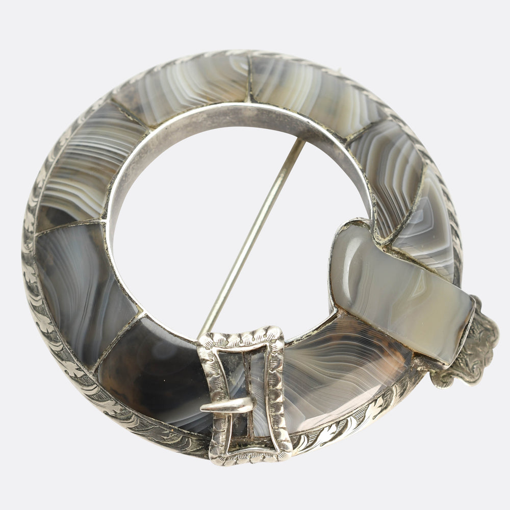 Victorian Scottish Agate Buckle Brooch