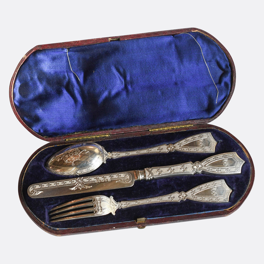 Victorian Silver Christening Set in Fitted Box