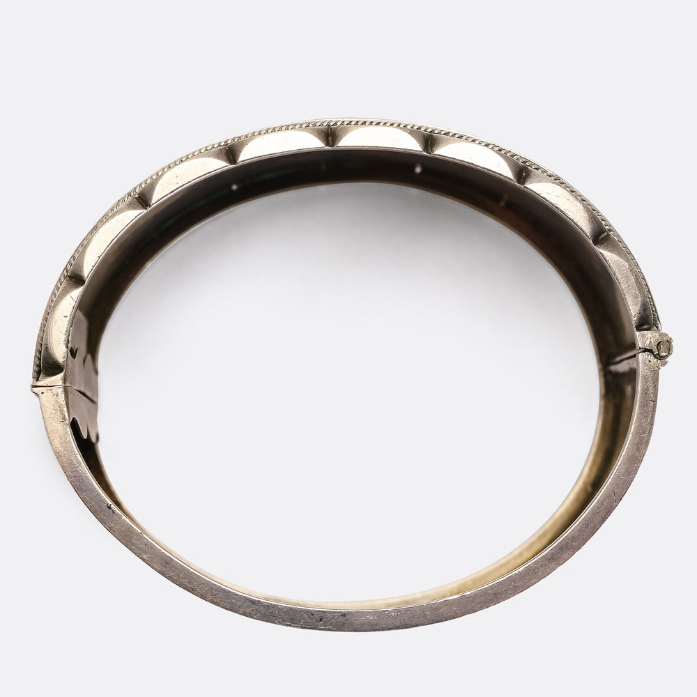 Victorian Silver Ivy Leaf Cuff Bangle