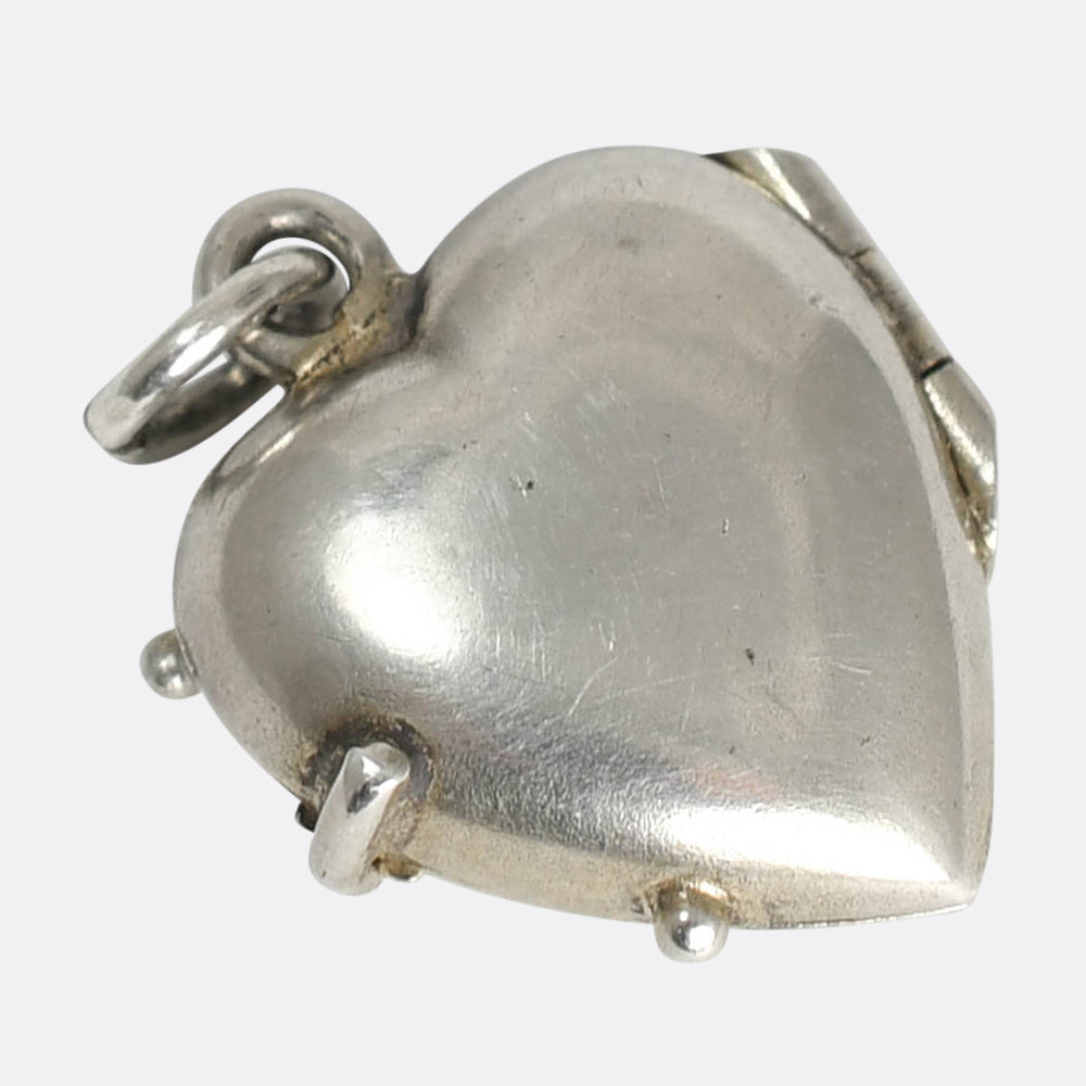 Victorian Silver Lucky Enamel Clover Heart Charm