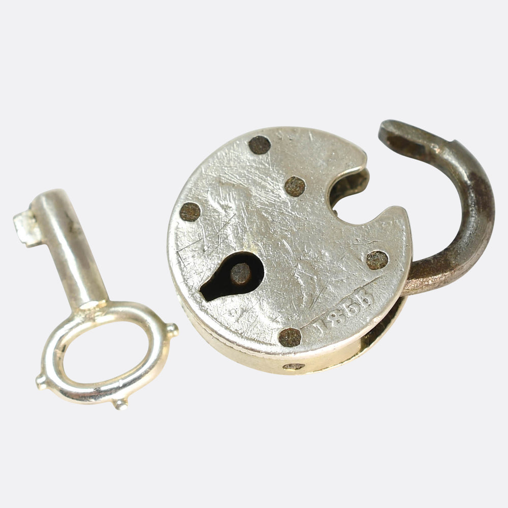 Victorian Silver Penny Padlock Charm