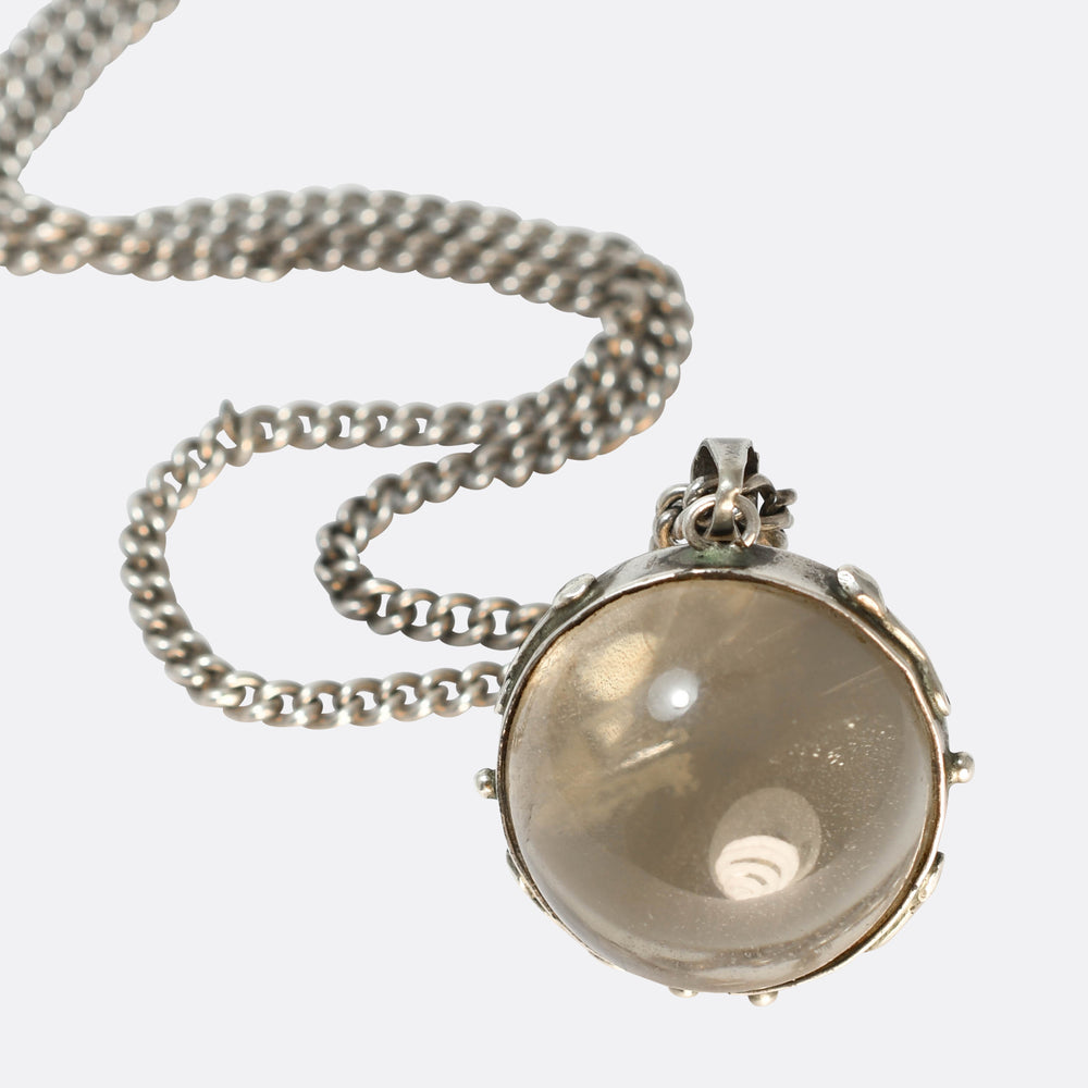 Victorian Silver Rock Crystal Pendant & Chain