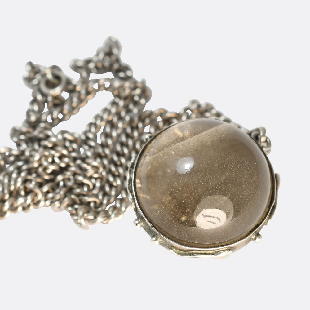 Victorian Silver Rock Crystal Pendant & Chain