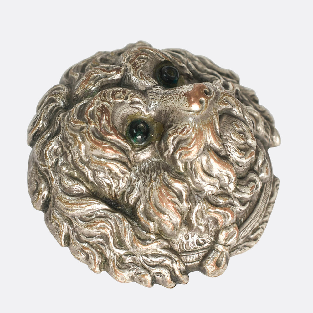 Victorian Silver Shih Tzu Dog Brooch