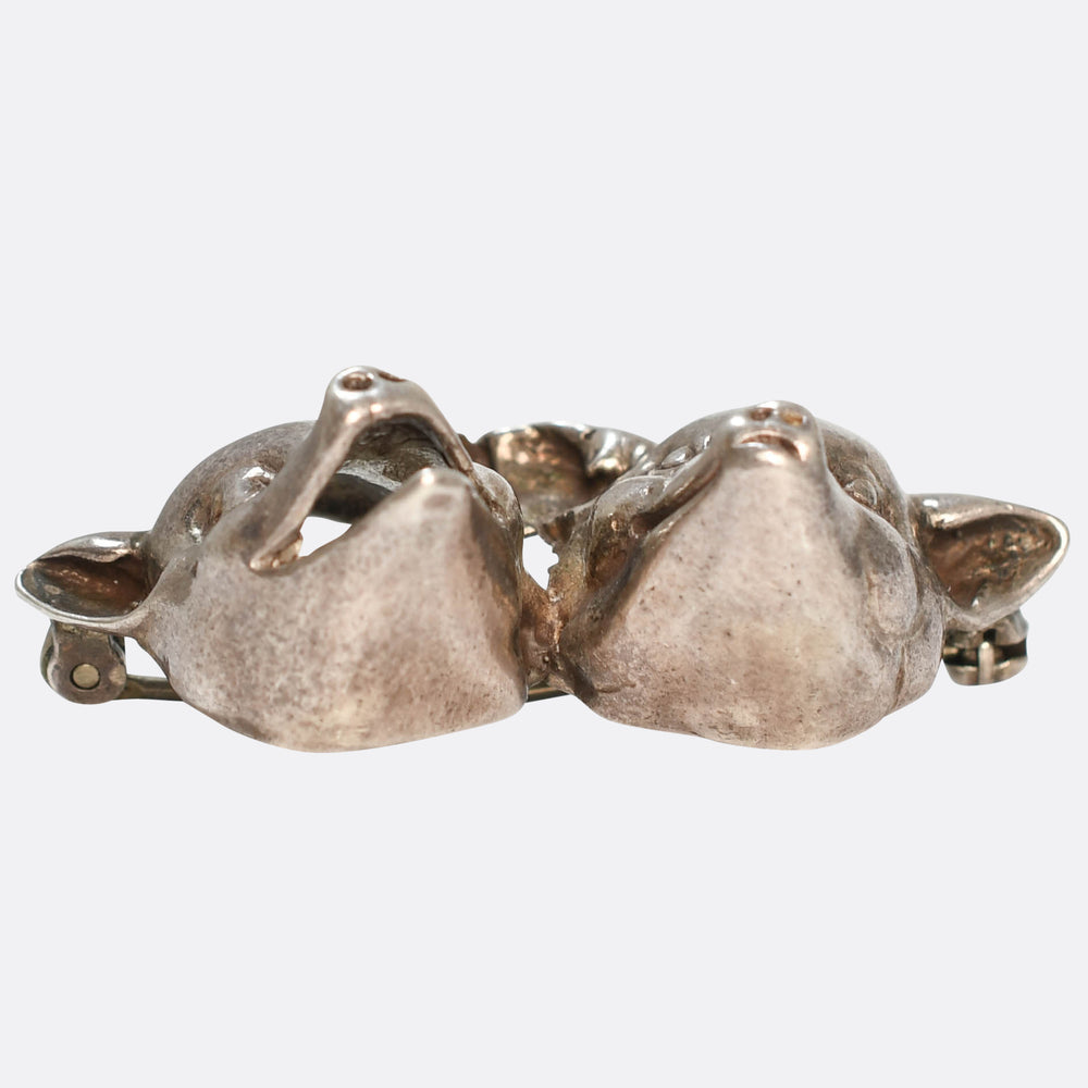 Victorian Silver Two Little Piggies Brooch