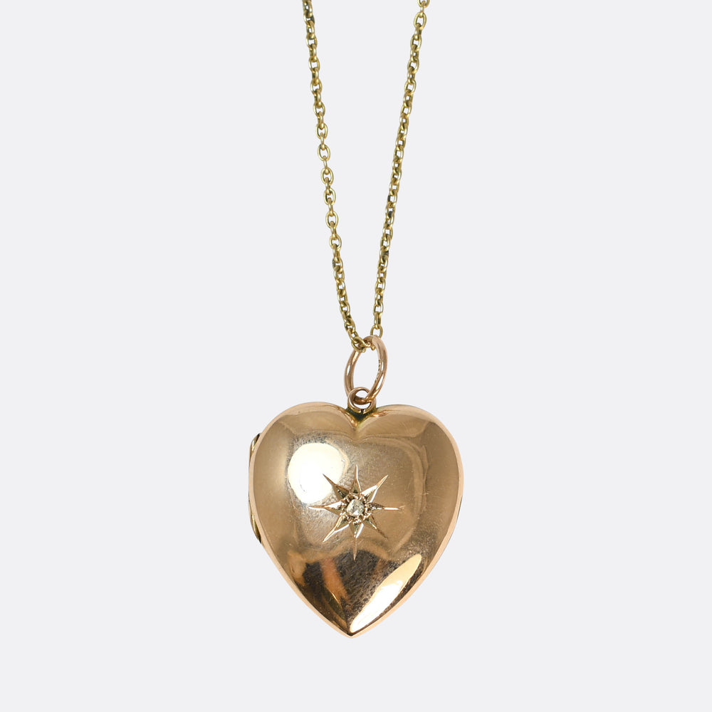 Victorian Star-Set Diamond Heart Locket