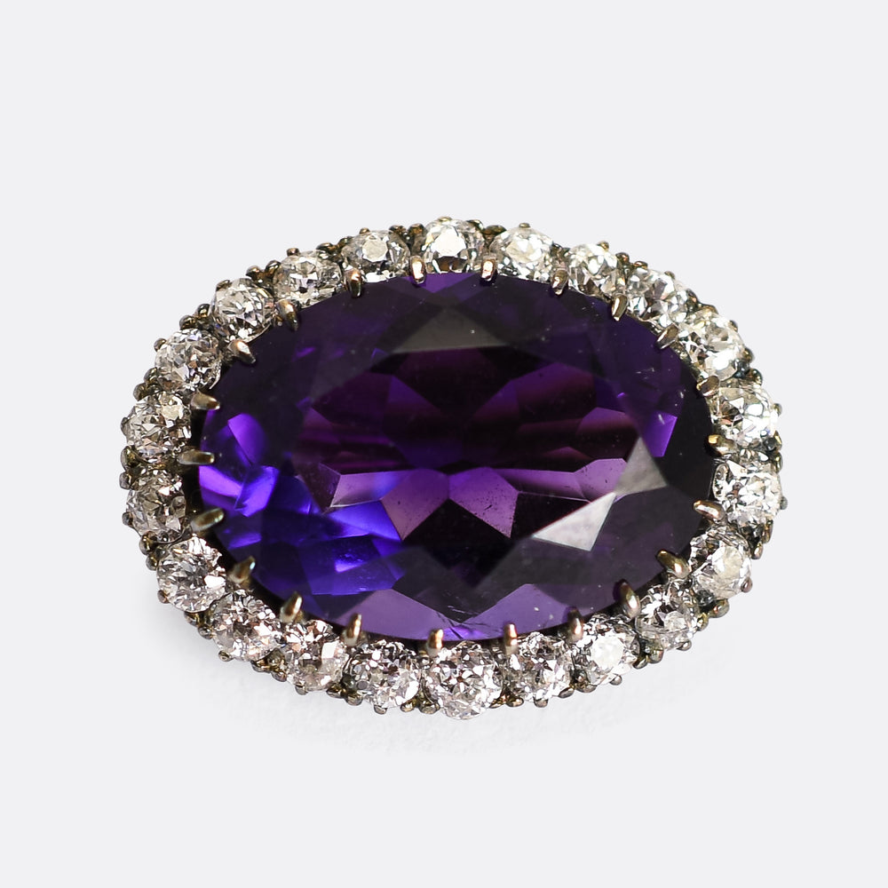 Victorian Tessiers, London Amethyst & Diamond Brooch
