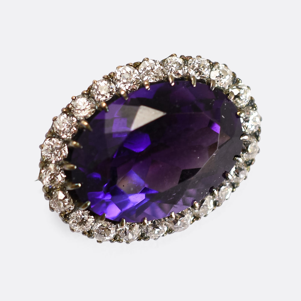 Victorian Tessiers, London Amethyst & Diamond Brooch