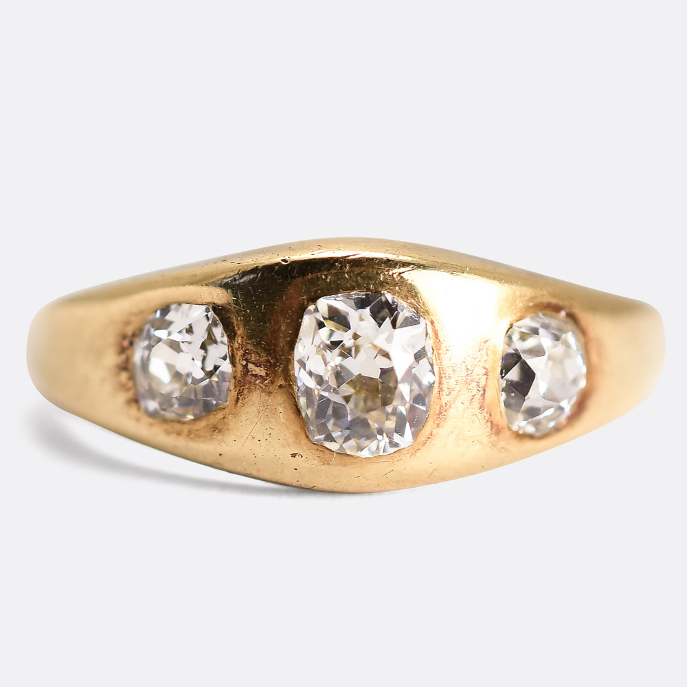 Victorian Three-Stone Diamond Gypsy Ring