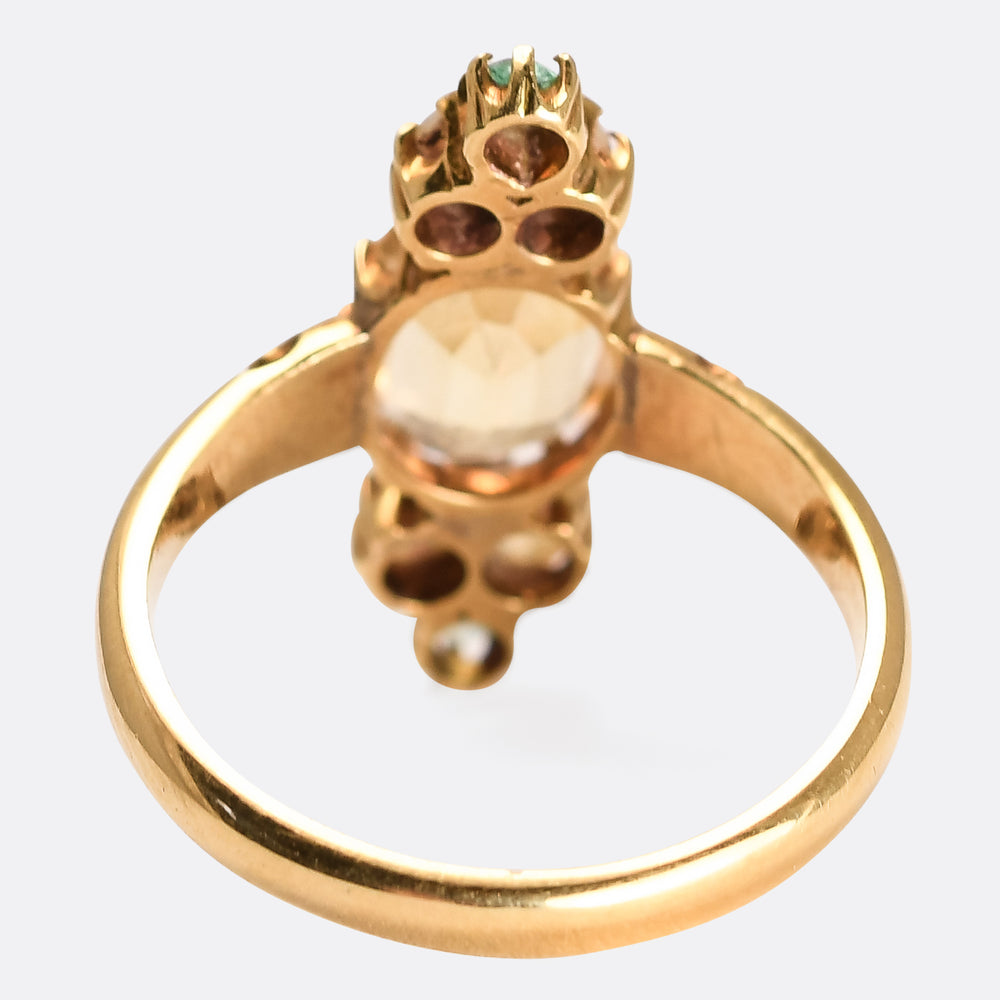 Victorian Topaz, Emerald & Pearl Ring