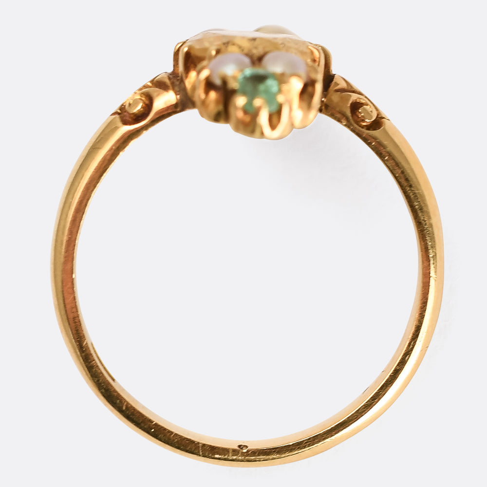 Victorian Topaz, Emerald & Pearl Ring