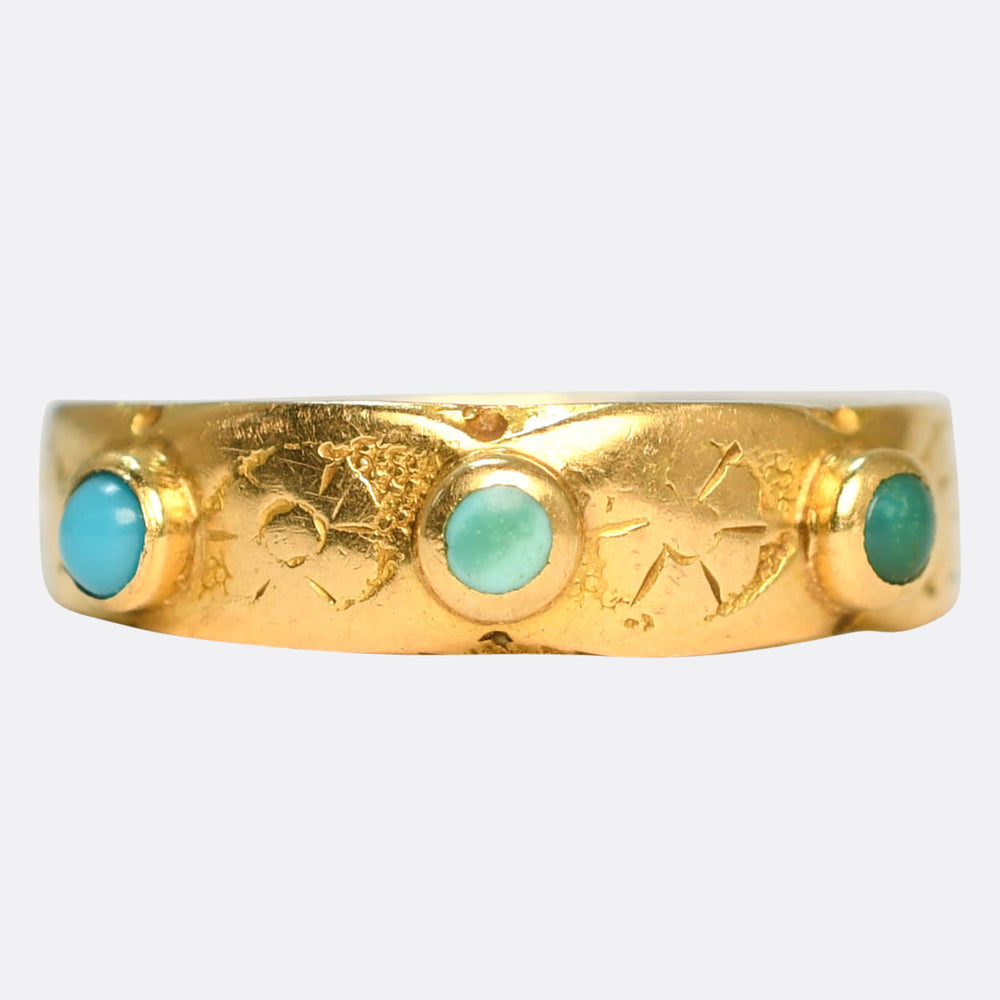 Victorian Turquoise 3-Stone Band Ring