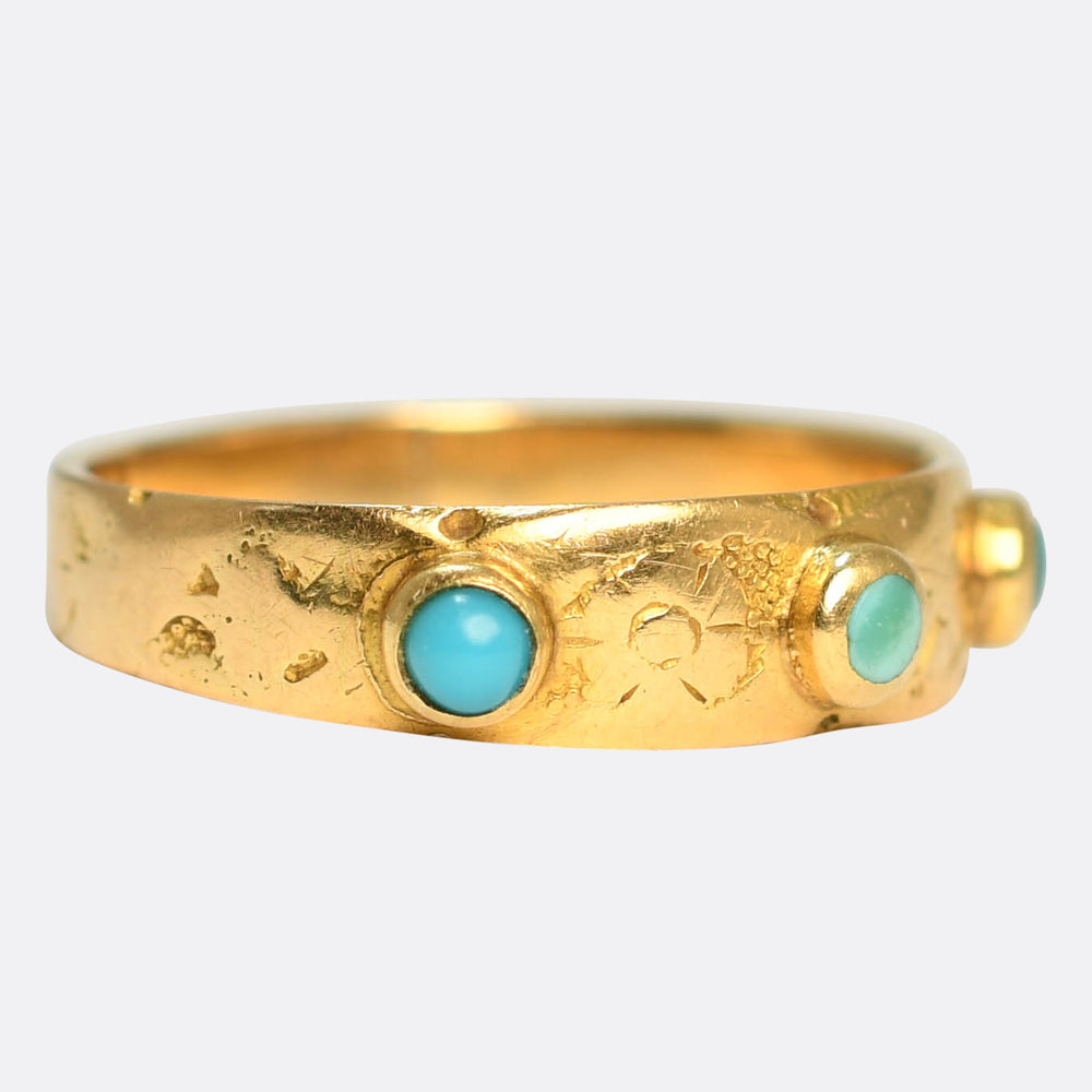 Victorian Turquoise 3-Stone Band Ring