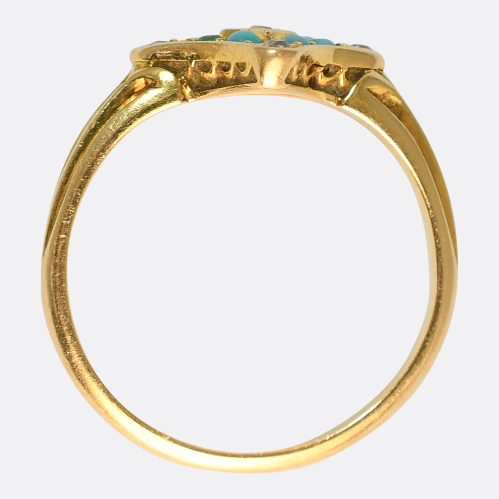 Victorian Turquoise & Diamond Cluster Ring