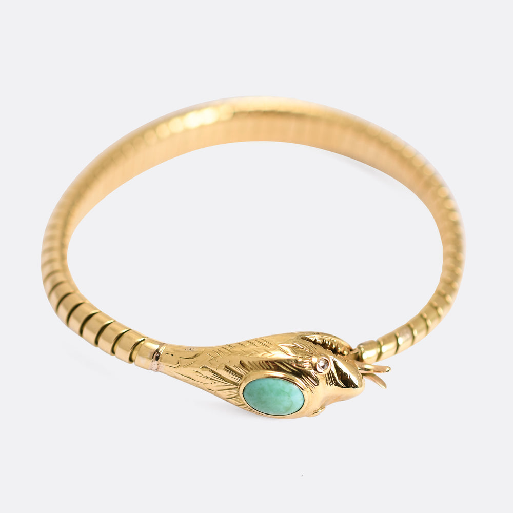 Victorian Turquoise & Gold Ouroboros Snake Bracelet