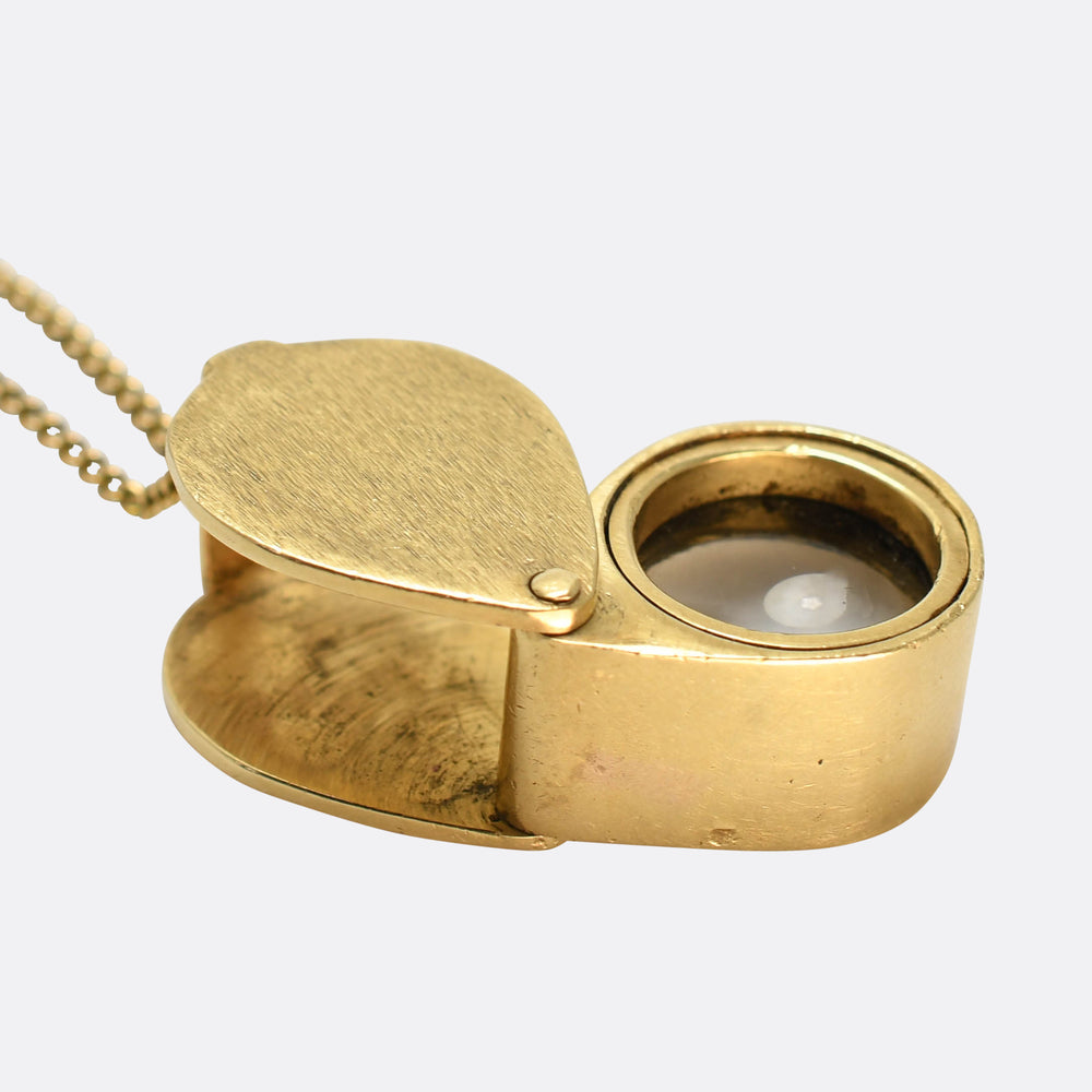 Vintage 14k Gold Jewellers Loupe & Chain