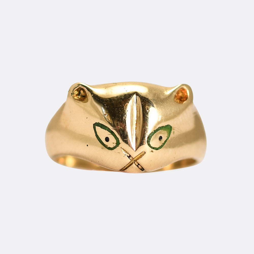 Vintage 18k Gold Cat Ring