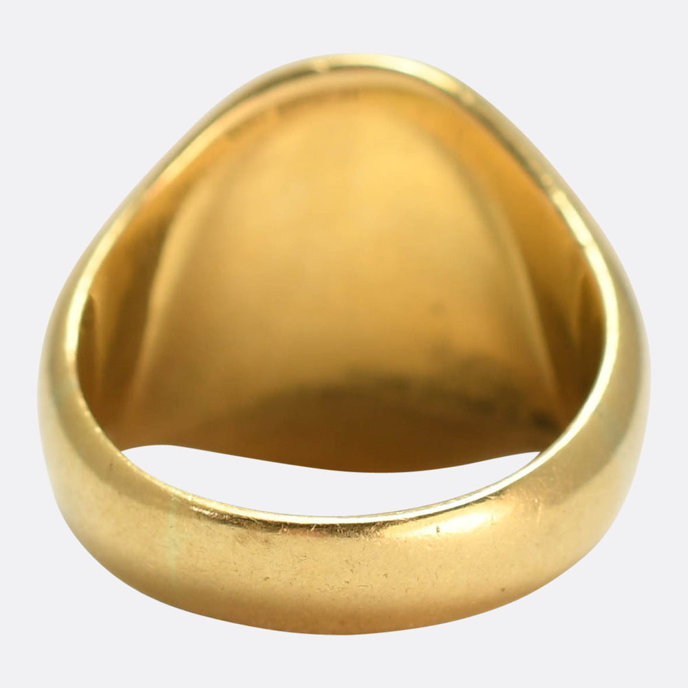 Vintage 18k Gold Eagle Crest Signet Ring