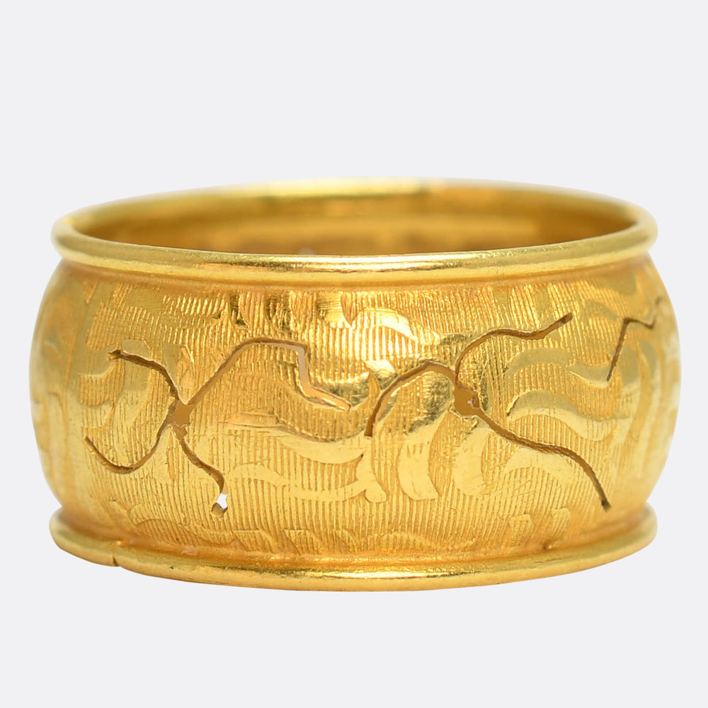 Vintage 18k Gold Pierced Chunky Band