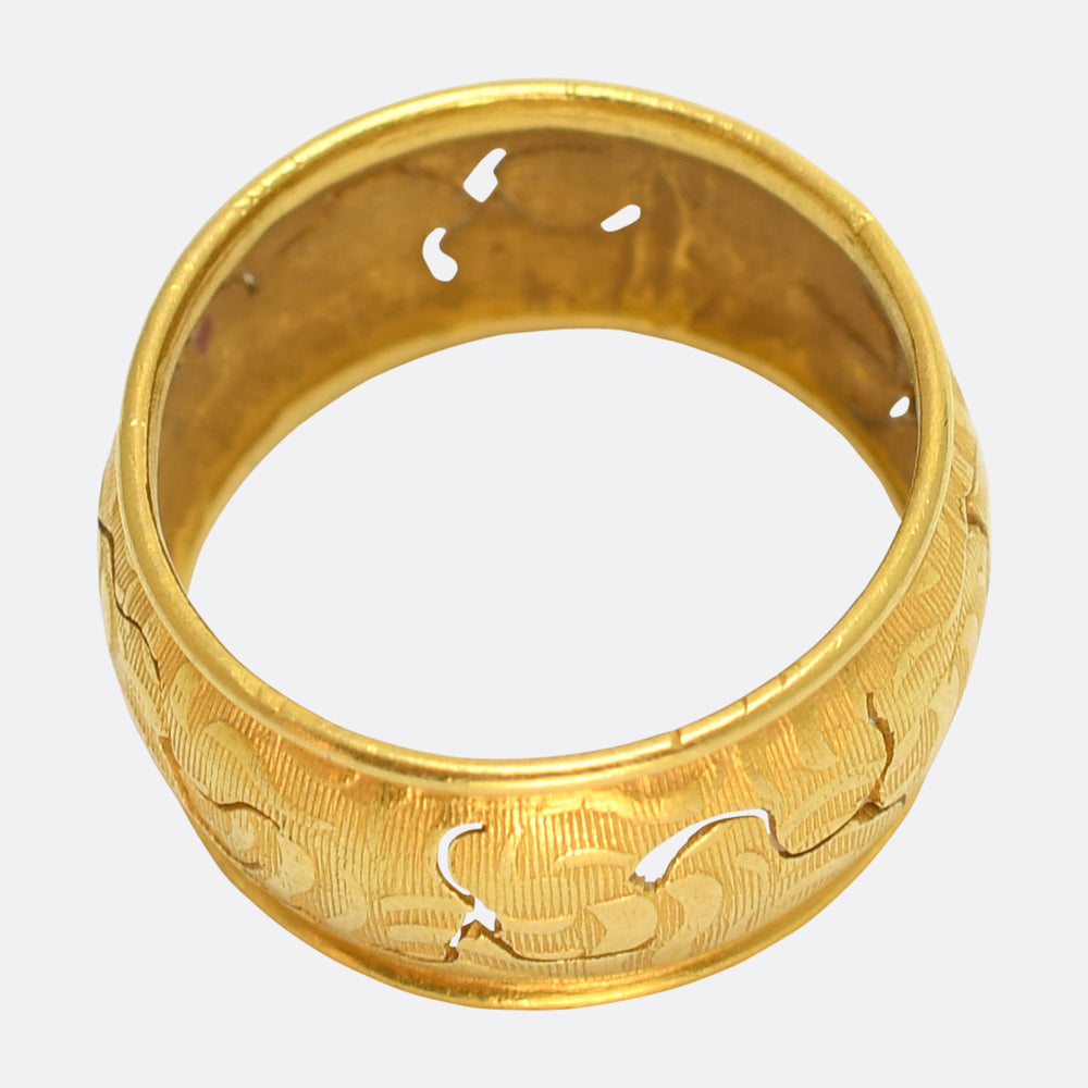 Vintage 18k Gold Pierced Chunky Band