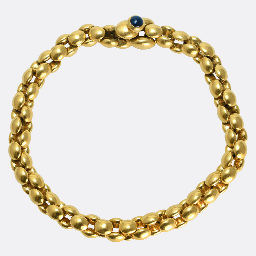 Vintage 18k Gold & Sapphire Cabochon Bracelet By Arfan Paris