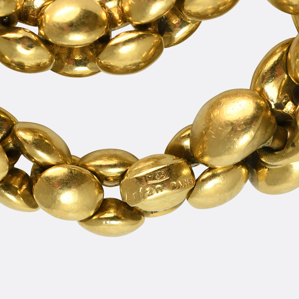 Vintage 18k Gold & Sapphire Cabochon Bracelet By Arfan Paris