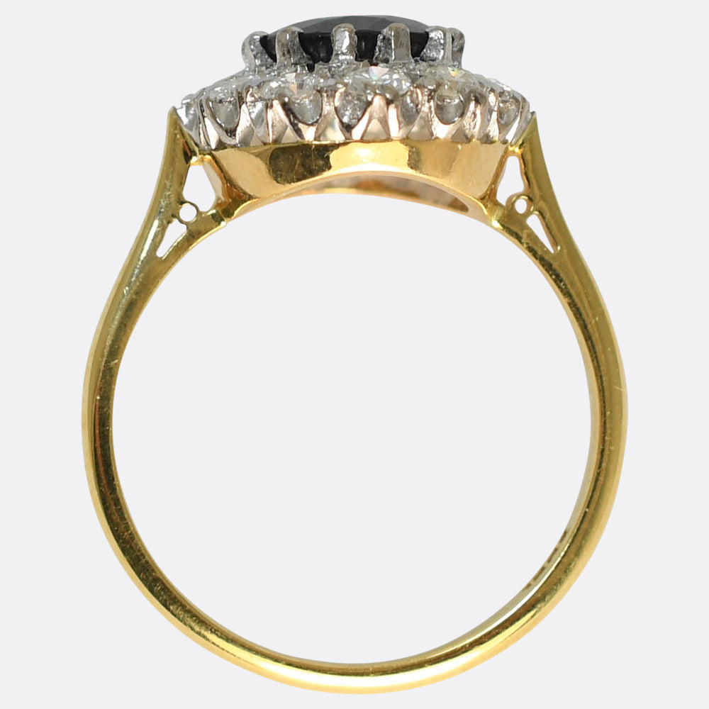 Vintage 2.12ct Sapphire & Diamond Cluster Ring