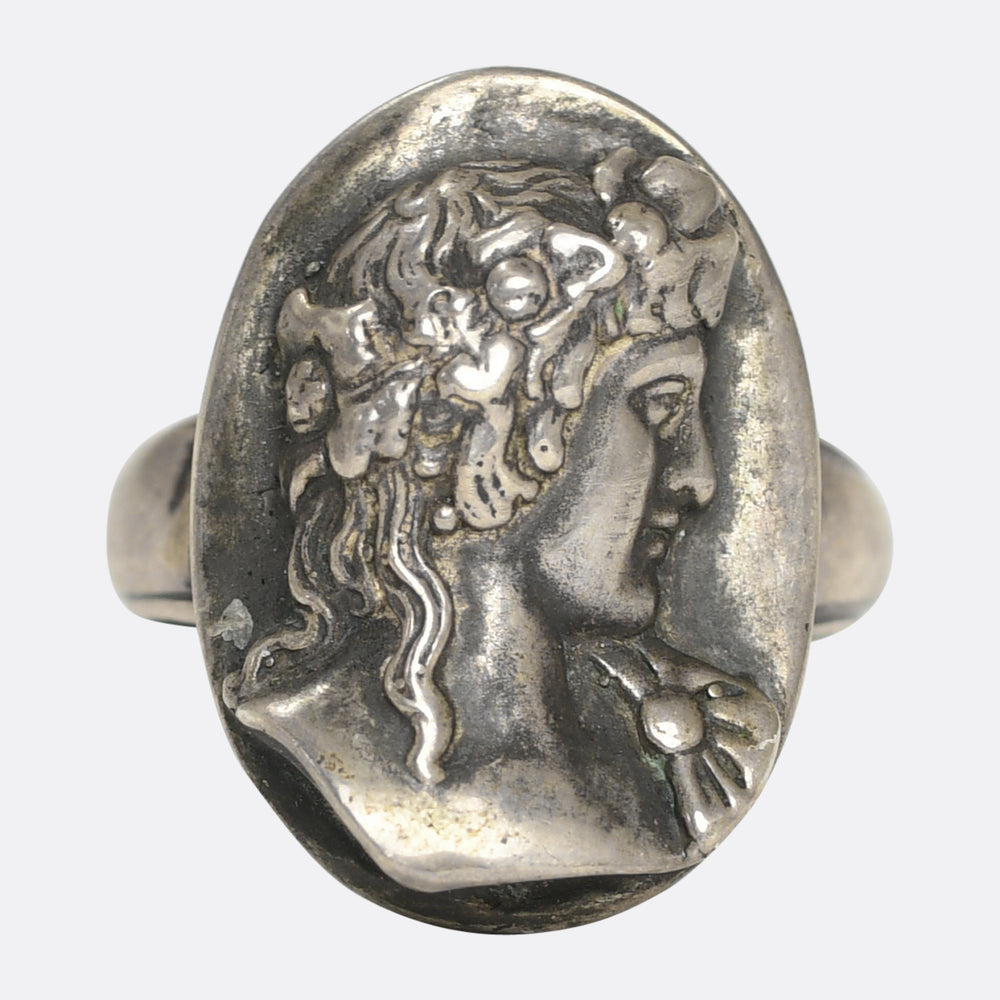 Vintage Antinous Silver Cameo Ring