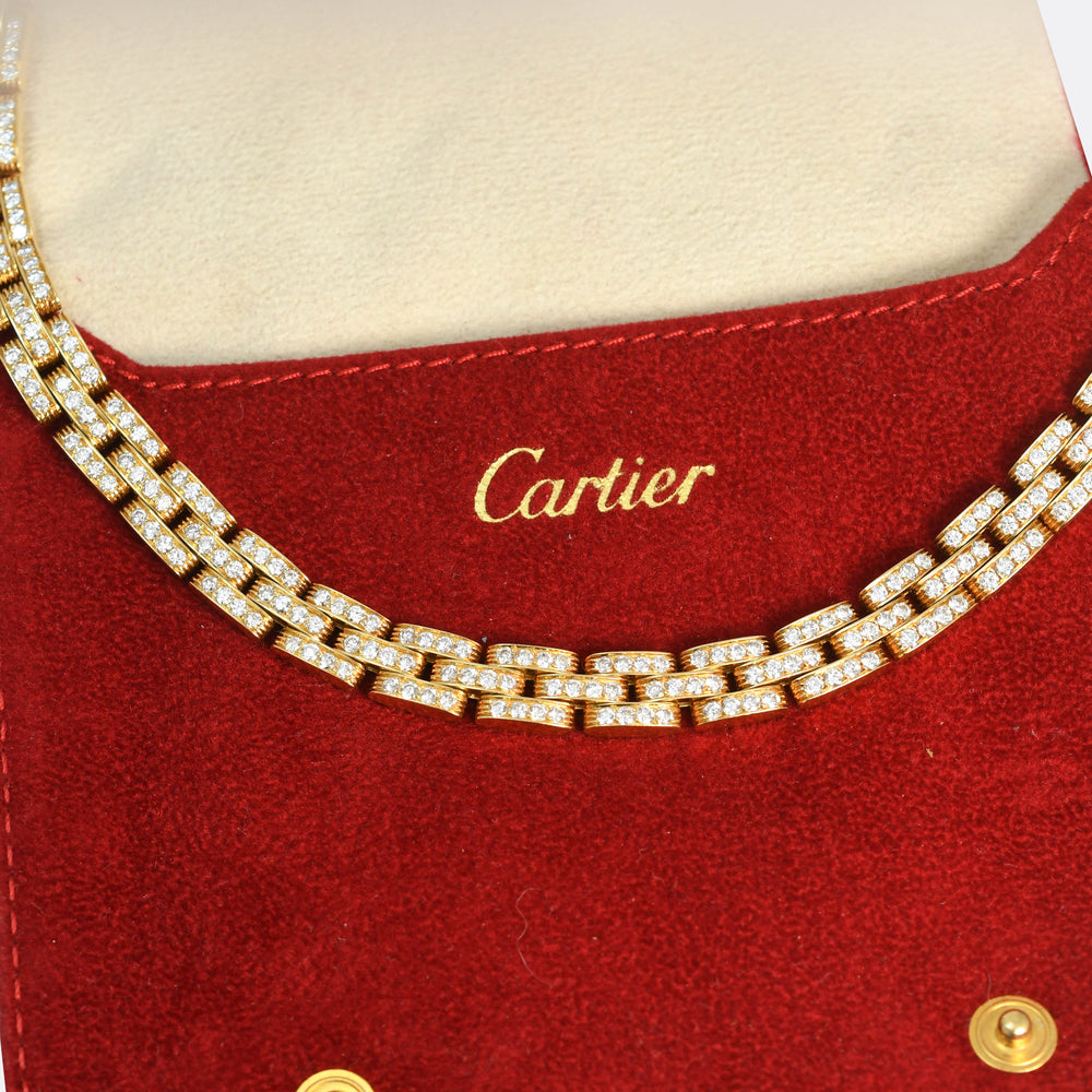 Vintage Cartier Maillon Panthère 18k Gold Diamond Necklace