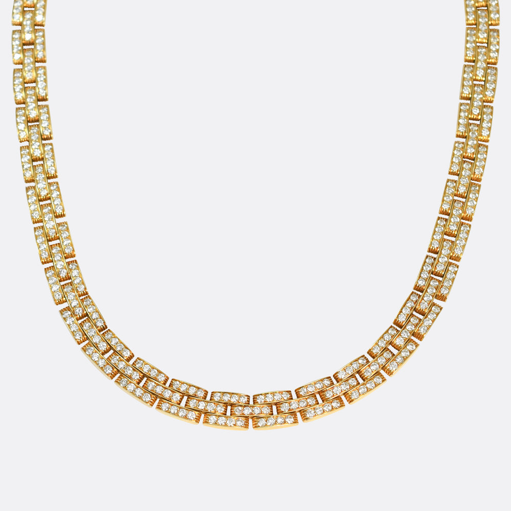 Vintage Cartier Maillon Panthère 18k Gold Diamond Necklace