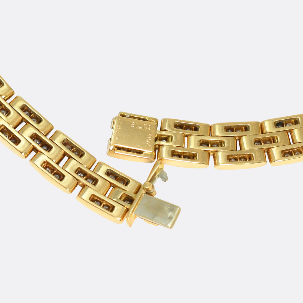 Vintage Cartier Maillon Panthère 18k Gold Diamond Necklace