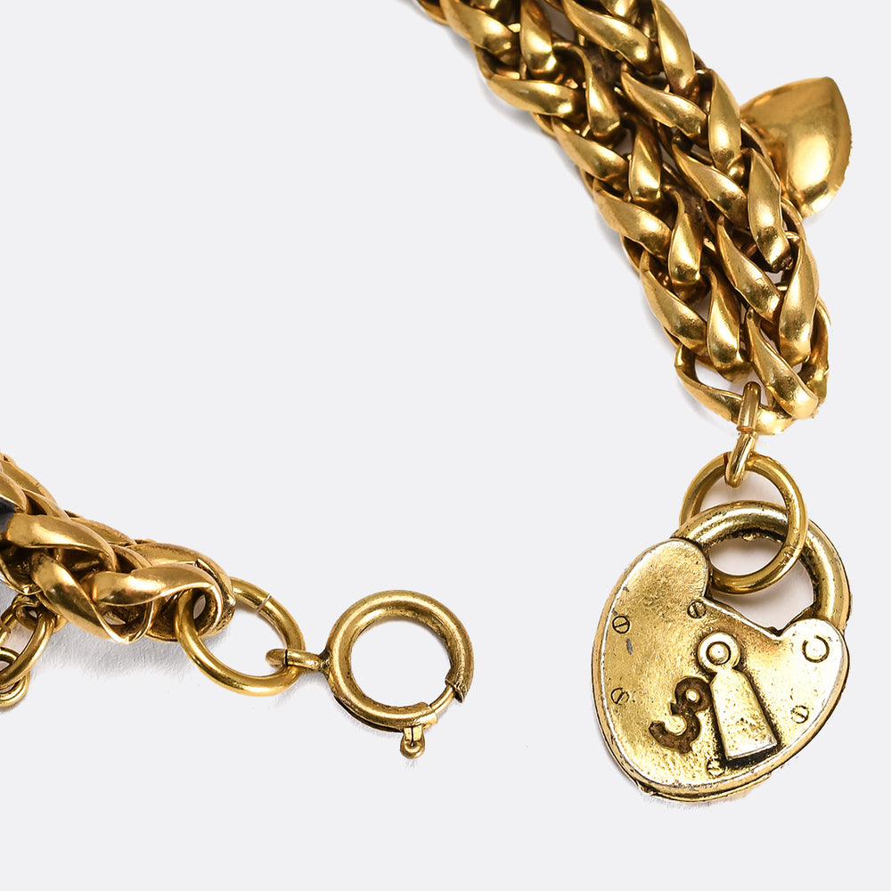 Vintage Costume Stars & Hearts Charm Necklace & Bracelet Set