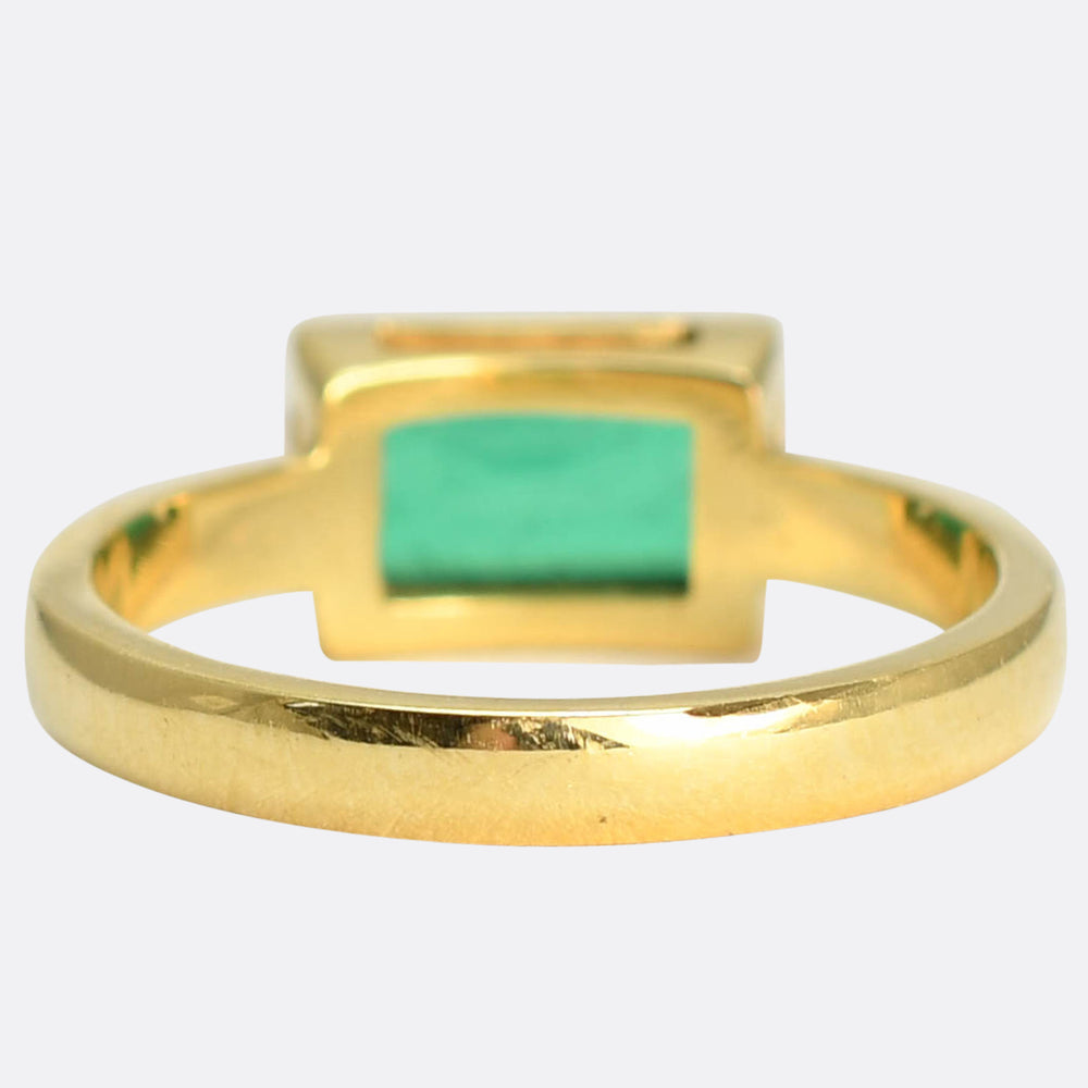 Vintage East-West Emerald Solitaire Ring