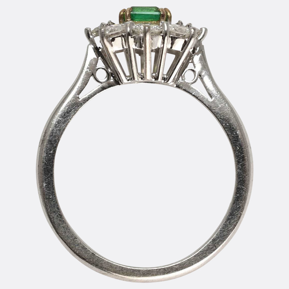 Vintage Emerald & Diamond Flower Cluster Ring