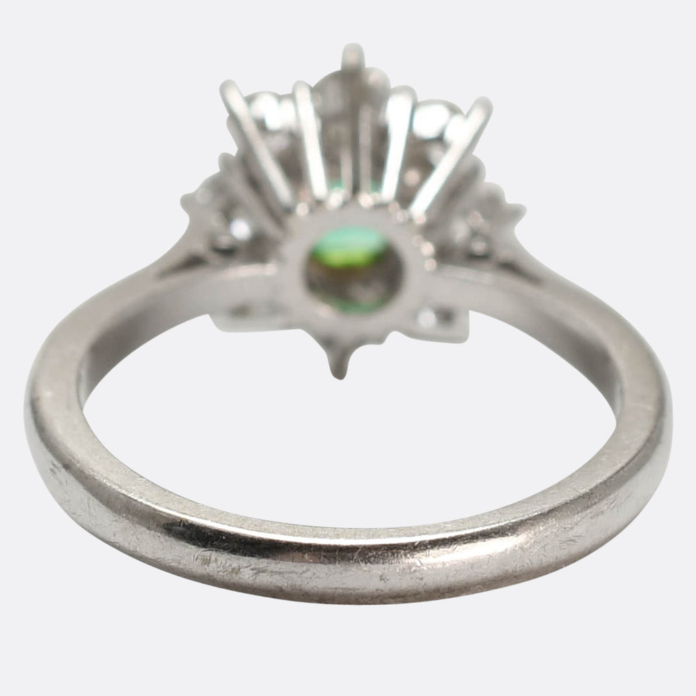 Vintage Emerald & Diamond Flower Cluster Ring
