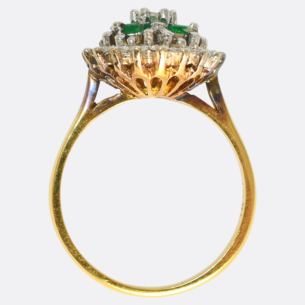 Vintage Emerald & Diamond Flower Halo Ring